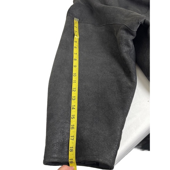 Searle Leather Shearling Coat Mens Large Black England Heritage Old Money - Picture 13 of 13